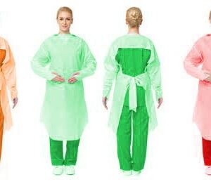 Disposable plastic gown yellow