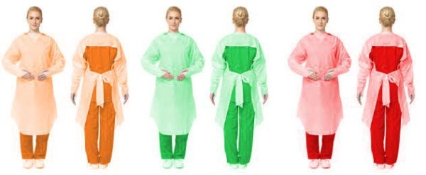 Disposable plastic gown yellow