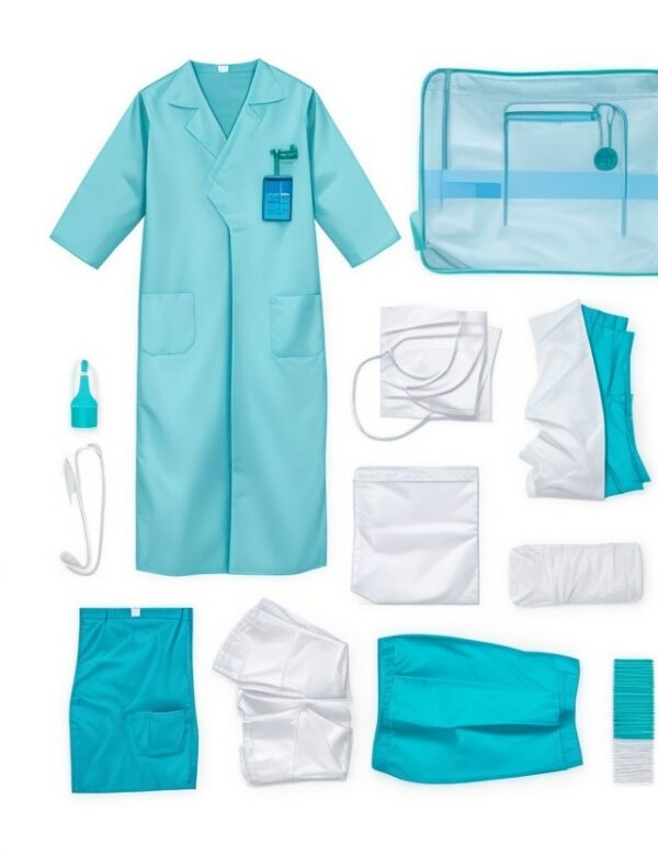 Disposable plastic apron blue 50 microns