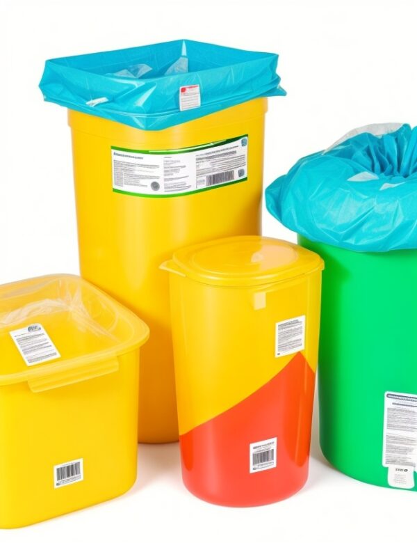 yellow waste bin in hospital