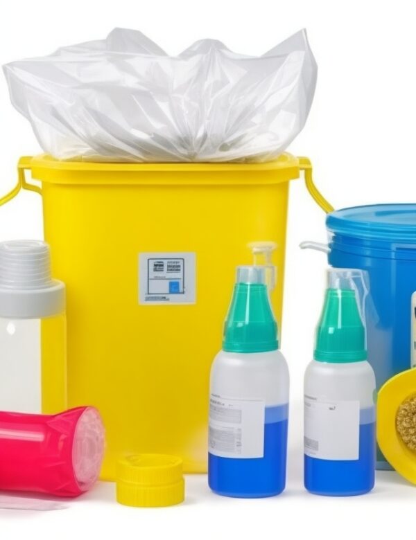 purple lidded sharps bin