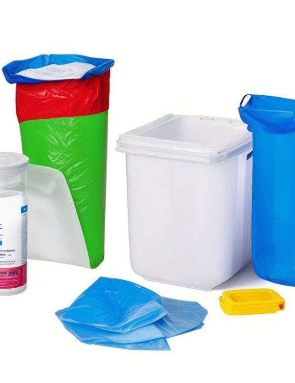 red waste bin in hospital