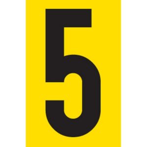 Adhesive Signs – No. 5 – Black-Yellow – 55 x 90mm – SIGNA55-5