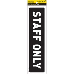Information Sign – Staff Only – White-Black – 185 x 50mm – SIGNASO(R)