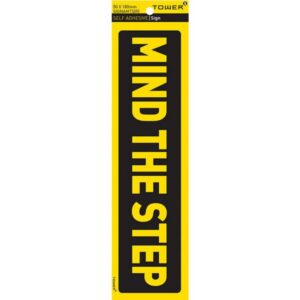 Warning Sign – Mind the Step – Yellow-Black – 185 x 50mm – SIGNAMTS(R)
