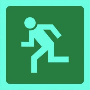 Photoluminescent Sign – Man Running Left – 190 x 190mm – SIGNPML190