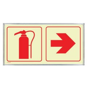 Photoluminescent Sign Frame – Fire Extinguisher Red Arrow – 380 x 190mm – SIGNP2FEA(2)