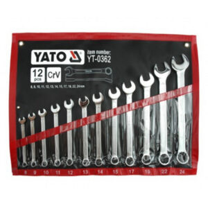 Spanner – Combination – Box and Ring – Chrome Vanadium – 12 Piece Set – 8mm to 24mm – YT-0362