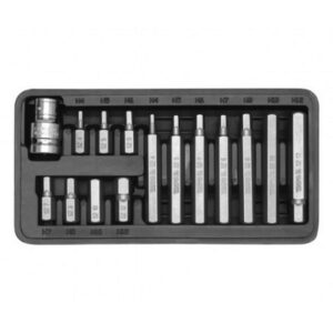 Hex Bit Socket Set – Chrome Vanadium – 1/2″ Connector – Standard Length and Long – 15 Piece – YT-0413