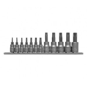 Torx Bit Socket Set – Male – AISI A2 Steel Bits – 1/4″ and 3/8″ Connector – 12 Piece – YT-04331