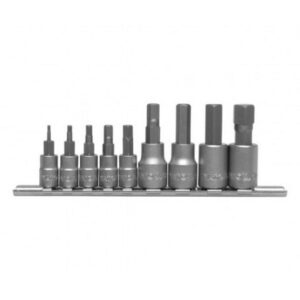 Hex Bit Socket Set – AISI A2 Steel Bits – 1/4″ and 3/8″ Connector – 9 Piece – YT-04401