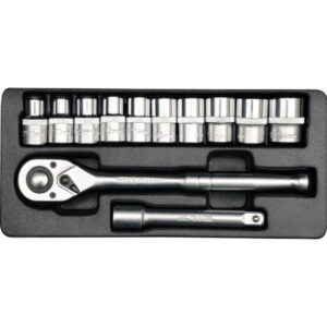 Socket Set – AS-Drive 6 Point – Chrome Vanadium – 1/2″ Connector – 12 Piece – YT-12621