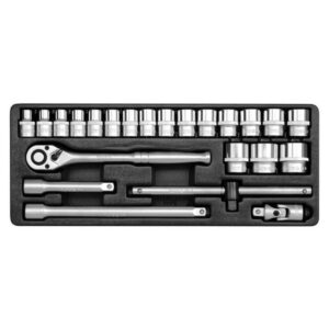 Socket Set – AS-Drive 6 Point – Chrome Vanadium – 1/2″ Connector – 23 Piece – YT-12651