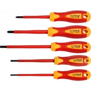 VDE Electrician Screwdriver Set – Insulated – Flat Head and Phillips – 5 Piece – YT-2827