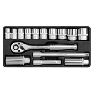 Socket Set – AS-Drive 6 Point – Chrome Vanadium – 3/8″ Connector – 15 Piece – YT-38631