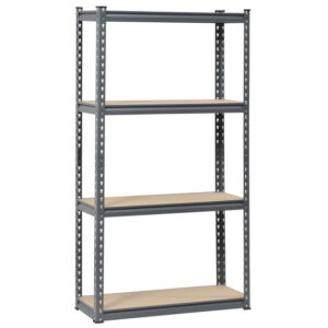 Steel Shelving – 4 Tier – Medium Duty – Boltless – Metal Frame – MDF Shelves – Grey – ADIY3902