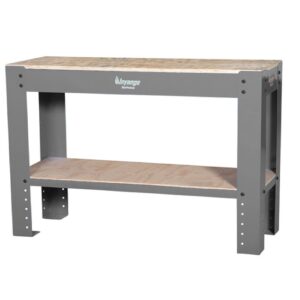 Workbench – Steel Frame – Wood Top – Wood Shelf – 120 x 60 x 90 cm – Grey – DIV-WB03-KD-grey