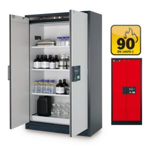Fire Resistant Cabinet – Q-Line – Storage of Flammable Hazardous Materials – 119.3 x 61.5 x 195.3 cm – Red – IASE30001046-1