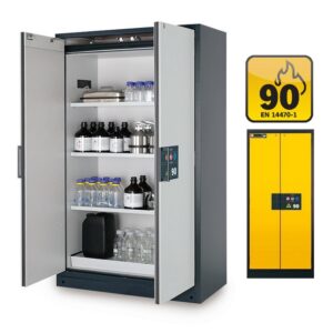 Fire Resistant Cabinet – Q-Line – Storage of Flammable Hazardous Materials – 119.3 x 61.5 x 195.3 cm – Yellow – IASE30001040-1