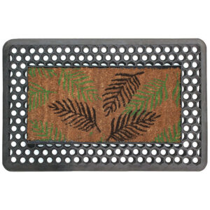 Doormat – Cast Iron Look Rubber and Coir Mat – Leaves – 75 x 45 x 1.5 cm – CMS010001