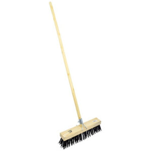 Gutter Sweeper Broom – Complete – Stiff Brown PVC Fibre (1.5mm)- Wooden Handle – 55 Grip – 37.5cm – Pack of 3 – F3159
