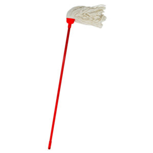 Mop – Complete – W4 Head with with Plastic Socket – Metal Handle – Red – 365g – Pack of 5 – F8761