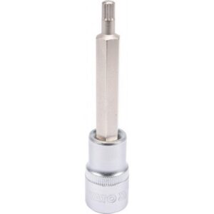 Spline Bit Socket – Chrome Vanadium – 1/2″ Connector – Long – M6 x 100mm – YT-04351