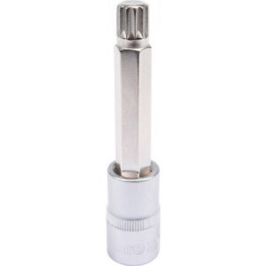Spline Bit Socket – Chrome Vanadium – 1/2″ Connector – Long – M12 x 100mm – YT-04354