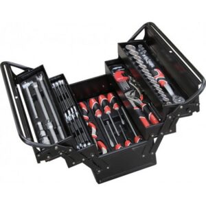 Tool Set – Sockets, Spanners, Drivers and Pliers – Metal Cantilever Box – Chrome Vanadium – 64 Piece – YT-38950