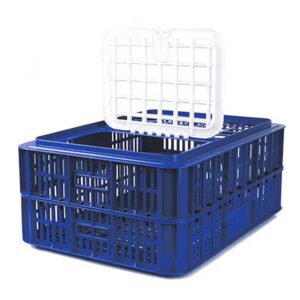 Live Chicken Crate with Lid – Plastic Bird Coop – Vented – 74 x 53 x 31 cm – Virgin Material – HACCP – PI-LB10-w_Lid-virgin