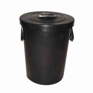 Refuse Bin with Lid – Plastic – Rope Handles – 90L – Black – LB021B