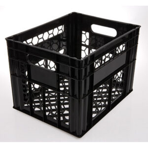 Milk Crate – Vented Base and Sides – Plastic Dairy Container – 43 x 33.5 x 30.5 cm – Recycled Material – Black – PI-200-black