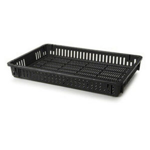 Vented Drying Crate – Plastic Box – Vented Sides and Base – 60 x 40 x 7.5 cm – Recycled Material – Black – PI-647-V-black