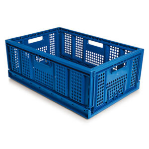 Folding Collapsible Crate – Plastic Box – Vented Base and Sides – 60 x 40 x 22.58 cm – 35L – Virgin Material – HACCP – PI-FC64-H225-virgin