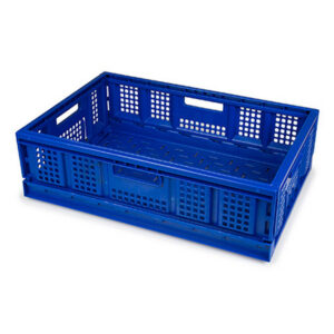 Folding Collapsible Crate – Plastic Box – Vented Base and Sides – 60 x 40 x 18 cm – 35L – Virgin Material – HACCP – PI-FC64-H180-virgin