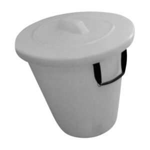 Refuse Bin with Lid – Plastic – Rope Handles – 90L – White – LB021W