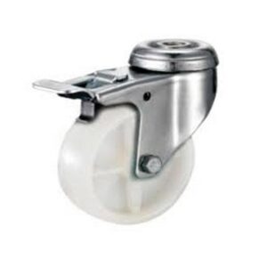 Castor Wheels – Nylon – Bolt Hole Swivel – Brake – White – 50mm – TOOC472