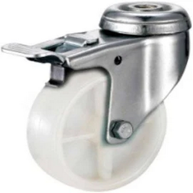 Castor Wheels - Polypropylene - Bolt Hole Swivel - Brake - White - 50mm - TOOC400