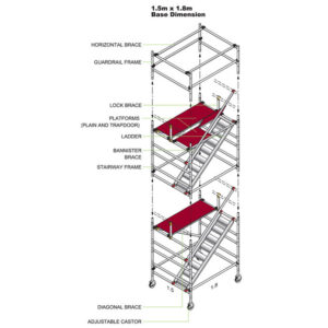 Aluminium Stairway Tower – 1850 x 1500 x 16500mm – ST16500
