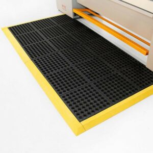 Rubber Mat Male Corner Edge – Fatigue-Step Solid Anti-Fatigue Interlocking Tile – 100 x 8 x 1.8 cm – Yellow – SS070002M