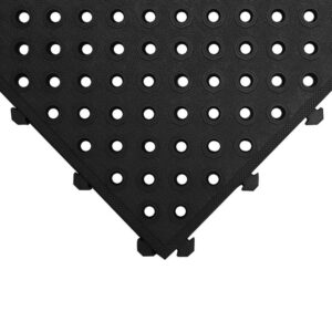Rubber Tile – Fatigue-Lock with Holes Interlocking Anti-Fatigue Mat – 50 x 50 x 2.4 cm – Black – FL010001