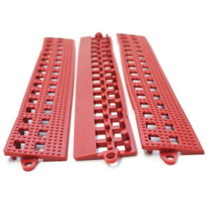 Floor Tile Male Edge – Flexi-Deck Interlinking Anti-Slip Drainage PVC Mat – 30 x 5 x 1.3 cm – Red – Pack of 3 – FD030002M3