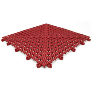Floor Tile – Flexi-Deck Interlinking Anti-Slip Drainage PVC Mat – 30 x 30 x 1.3 cm – Red – Pack of 9 – FD030001