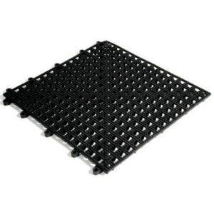 Floor Tile – Flexi-Deck Interlinking Anti-Slip Drainage PVC Mat – 30 x 30 x 1.3 cm – Black – Pack of 9 – FD010001