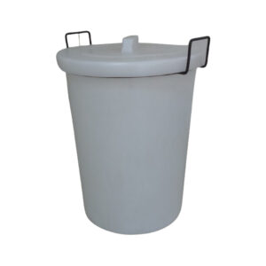 Refuse Bin with Lid – Plastic – Steel Handles – 90L – White – LB022W