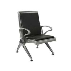 Airport Bench – Indoor Waiting Room Seat – Stainless Steel – Upholstered – Single Seat – Flat Pack – 60 x 67 x 82 cm – PF01A-black