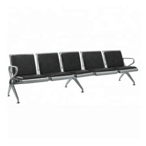 Airport Bench – Indoor Waiting Room Seat – Mild Steel – Upholstered – Heavy Duty – Five Seater – Flat Pack – 302 x 67 x 82 cm – PD05A-black