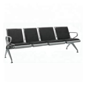 Airport Bench – Indoor Waiting Room Seat – Mild Steel – Upholstered – Heavy Duty – Four Seater – Flat Pack – 244 x 67 x 82 cm – PD04A-black