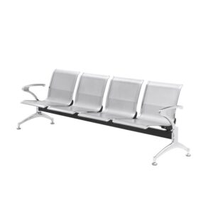 Airport Bench – Indoor Waiting Room Seat – Chrome – Four Seater – Flat Pack – 244 x 67 x 82 cm – PC04