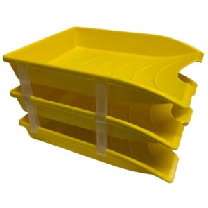 Letter Tray – Plastic – Triple – 35 x 26 x 6 cm – Colour Options – Pack of 21 – 014LT-T-Y